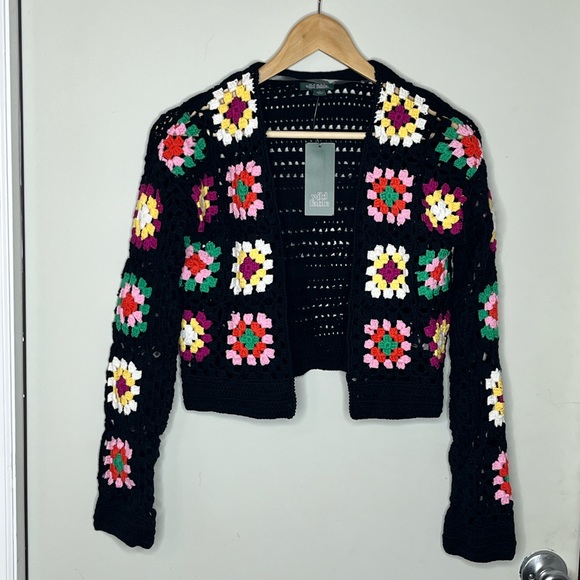 Wild Fable Crochet Granny Square Cardigan Sweater Multi Color Sz Xs - Picture 3 of 9